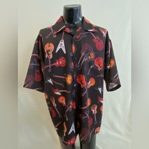 Gibson Guitar Tour Wear Shirt Men's XXL Short Sleeve Loop Collar Button Up AOP